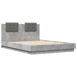 Berkfield Home Bed Frame with LED without Mattress Concrete Grey 150x200 cm King Size - thumbnail 3