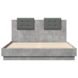 Berkfield Home Bed Frame with LED without Mattress Concrete Grey 150x200 cm King Size - thumbnail 6