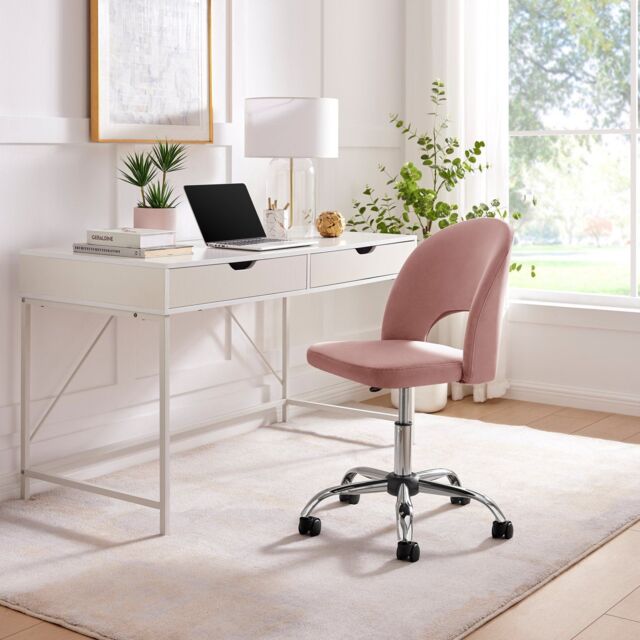FurnitureboxUK Chicago Velvet Office Chair in Pink - image 1