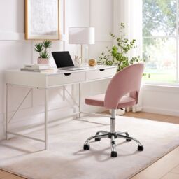 FurnitureboxUK Chicago Velvet Office Chair in Pink - thumbnail 3