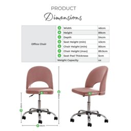 FurnitureboxUK Chicago Velvet Office Chair in Pink - thumbnail 8