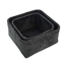 JVL Metro Square Storage Baskets - Set of 2 in Dark Grey - thumbnail 2