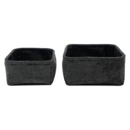 JVL Metro Square Storage Baskets - Set of 2 in Dark Grey - thumbnail 3
