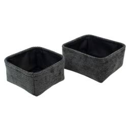 JVL Metro Square Storage Baskets - Set of 2 in Dark Grey