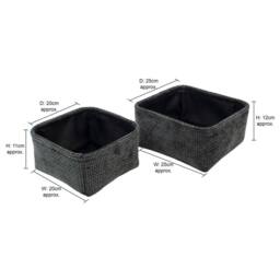 JVL Metro Square Storage Baskets - Set of 2 in Dark Grey - thumbnail 6