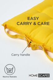Homescapes 6 Pack Seat Pads Luxury 100% Cotton Indoor Outdoor Garden Cushion, 40cm in Yellow - Size: 40 cm x 40 cm - thumbnail 6