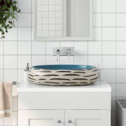 Berkfield Home Countertop Basin Multicolour Oval 59x40x15 cm Ceramic - Size: 59 x 40 x 15 cm - thumbnail 2