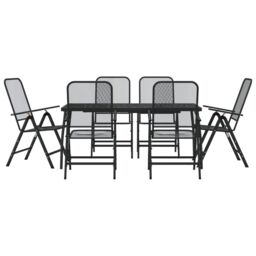 Berkfield Home 7 Piece Garden Dining Set Anthracite Metal Mesh in Black - thumbnail 2