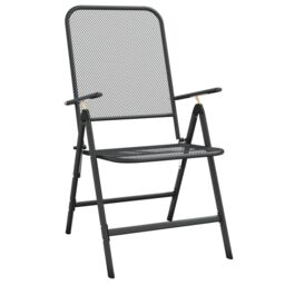 Berkfield Home 7 Piece Garden Dining Set Anthracite Metal Mesh in Black - thumbnail 4