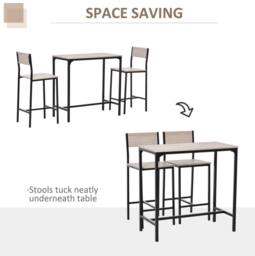 STILVORA Bar Table Set with metal frame in oak effect in Light Oak - thumbnail 5