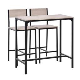 STILVORA Bar Table Set with metal frame in oak effect in Light Oak - thumbnail 3