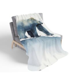 Warren Reed - Designer Polar Bear Watercolour Sherpa Blanket in Brown - Size: Large - thumbnail 2