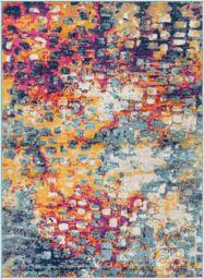 Livabliss Floransa-Abstract Pink Yellow Blue Grey Modern Marble Living Dining Rug in Orange - Size: 200 cm x 275 cm - thumbnail 2