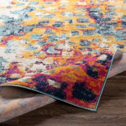 Livabliss Floransa-Abstract Pink Yellow Blue Grey Modern Marble Living Dining Rug in Orange - Size: 200 cm x 275 cm - thumbnail 4
