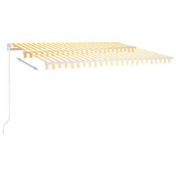 Berkfield Home Manual Retractable Awning 450x350 cm Yellow & White - thumbnail 1