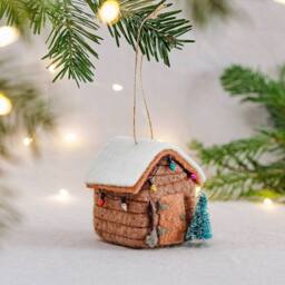The Alphabet Gift Shop Felt Shed Christmas Bauble in Brown - thumbnail 1