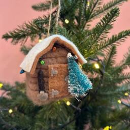 The Alphabet Gift Shop Felt Shed Christmas Bauble in Brown - thumbnail 2