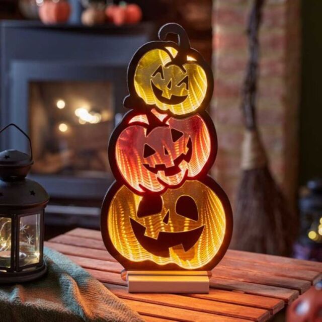 Garden Greatness Tiered Pumpkin LED Infinity Mirror Halloween Decor in Orange - Size: 1 Pack - image 1