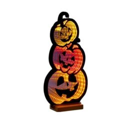 Garden Greatness Tiered Pumpkin LED Infinity Mirror Halloween Decor in Orange - Size: 1 Pack - thumbnail 2