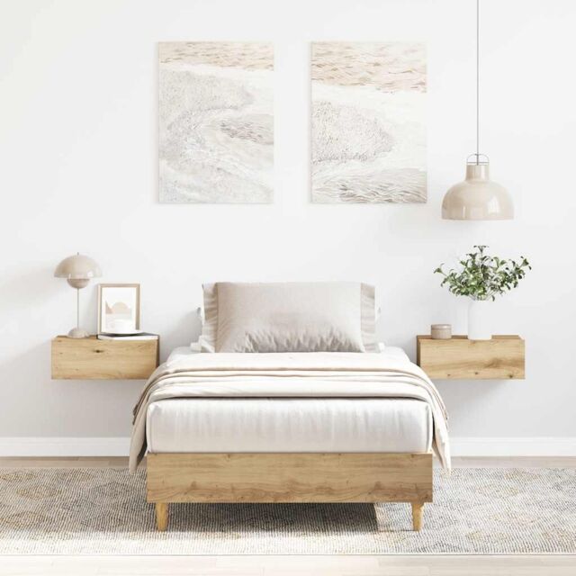 Berkfield Home Bed Frame No Mattress Artisan Oak 100x200 cm Engineered Wood in Brown - image 1