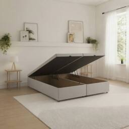Sloomy Our Ottoman Base Silver Plush With Open End Storage - Size: Single