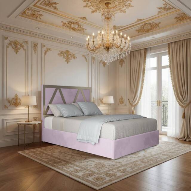 Casani Cliddesden Upholstered Soft Velvet Pink Metal Designer Bed Frame - Size: Small Double - image 1