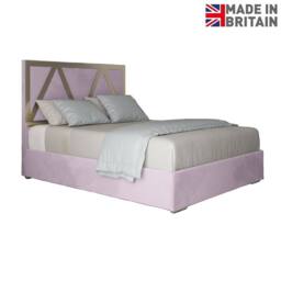 Casani Cliddesden Upholstered Soft Velvet Pink Metal Designer Bed Frame - Size: Small Double - thumbnail 4