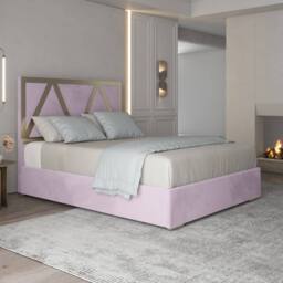Casani Cliddesden Upholstered Soft Velvet Pink Metal Designer Bed Frame - Size: Small Double - thumbnail 2