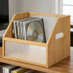 Kelvenix Bamboo Record Storage Holder Display Stand Rack in Brown - thumbnail 5