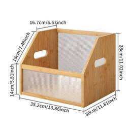 Kelvenix Bamboo Record Storage Holder Display Stand Rack in Brown - thumbnail 2