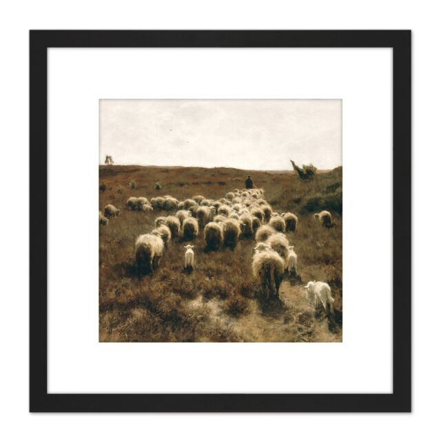 Artery8 Anton Mauve The Return Of The Flock Laren 8X8 Inch Square Wooden Framed Wall Art Print Picture with Mount in Black - image 1