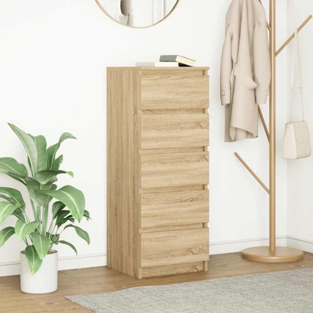 Berkfield Home Sideboard with Drawers Sonoma Oak 37.5x35x99 cm Engineered Wood in Brown - image 1
