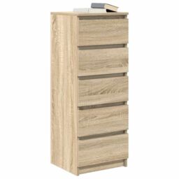 Berkfield Home Sideboard with Drawers Sonoma Oak 37.5x35x99 cm Engineered Wood in Brown - thumbnail 4