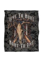JQ Licensing Rle Live To Hunt Deer Skull Silky Touch Super Soft Throw Blanket 152 X 127 cm in White - thumbnail 1