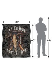JQ Licensing Rle Live To Hunt Deer Skull Silky Touch Super Soft Throw Blanket 152 X 127 cm in White - thumbnail 5