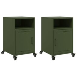 Berkfield Home Bedside Cabinets 2 pcs Olive Green 36x39x59 cm Steel - Size: 36 x 39 x 59 cm - thumbnail 2