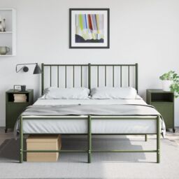 Berkfield Home Bedside Cabinets 2 pcs Olive Green 36x39x59 cm Steel - Size: 36 x 39 x 59 cm - thumbnail 3