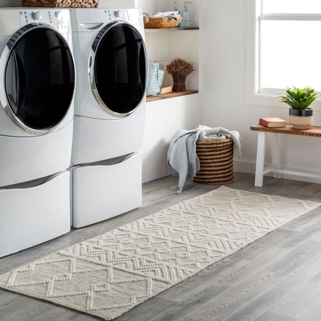 Livabliss Hygge-Hand Woven Charcoal White Wool Global Living Dining Bedroom Rug in Grey - Size: 80 cm x 250 cm - image 1