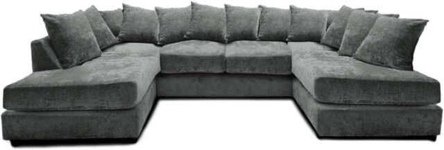 Furniture 786 Windsor Scatter Back 6 Seater U Shaped Corner Chenille Fabric Sofa in Grey - image 1