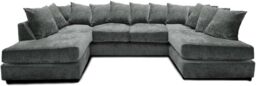 Furniture 786 Windsor Scatter Back 6 Seater U Shaped Corner Chenille Fabric Sofa in Grey - thumbnail 1