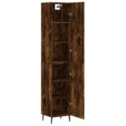 Berkfield Home Highboard Smoked Oak 34.5x34x180 cm Engineered Wood in Brown - thumbnail 4