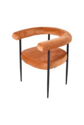 Living and Home Set of 2 Modern Dining Chairs with Black Metal Legs in Orange - thumbnail 4