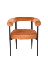 Living and Home Set of 2 Modern Dining Chairs with Black Metal Legs in Orange - thumbnail 3