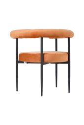 Living and Home Set of 2 Modern Dining Chairs with Black Metal Legs in Orange - thumbnail 6