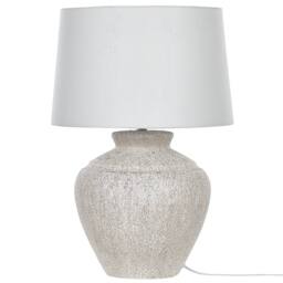 Wyld and Coco Table Lamp - Beige Ceramic Base Handmade Cotton Shade Traditional - thumbnail 4