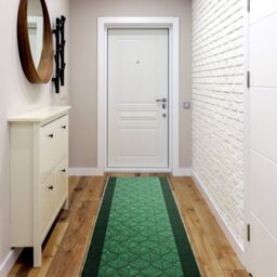 RugsX Anti-Slip Leaves Runner in Green - Size: 110 cm x 380 cm - thumbnail 4