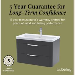 Balterley Contemporary Wall Hung 2 Drawer Bathroom Vanity Unit, Dark Grey, 810mm in Grey - thumbnail 4
