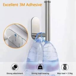 EONLION Black Stainless Steel Roll Paper Holder Strong Self Stick Wall Mount - thumbnail 4