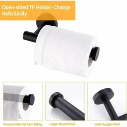 EONLION Black Stainless Steel Roll Paper Holder Strong Self Stick Wall Mount - thumbnail 3