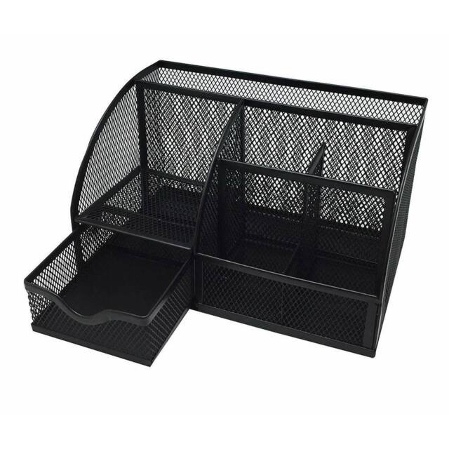 VOGREX Metal Mesh Desk Stationery Organizer Pen Holder Set UK Stock in Black - image 1